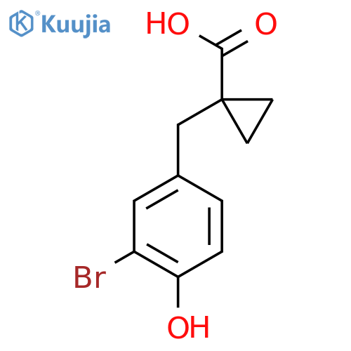 1-[(3-Bromo-4-hydroxyphenyl)methyl]cyclopropane-1-carboxylic acid structure