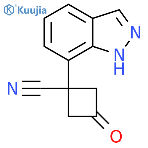 1-(1H-indazol-7-yl)-3-oxocyclobutane-1-carbonitrile structure