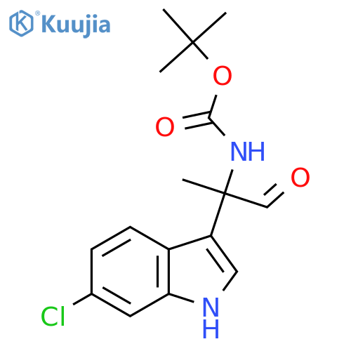 tert-butyl N-2-(6-chloro-1H-indol-3-yl)-1-oxopropan-2-ylcarbamate structure