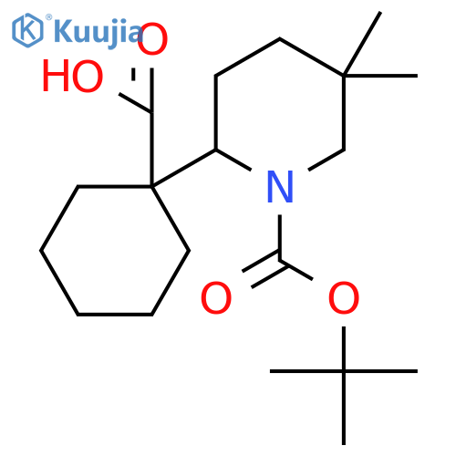1-{1-(tert-butoxy)carbonyl-5,5-dimethylpiperidin-2-yl}cyclohexane-1-carboxylic acid structure