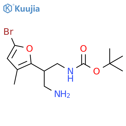 tert-butyl N-3-amino-2-(5-bromo-3-methylfuran-2-yl)propylcarbamate structure