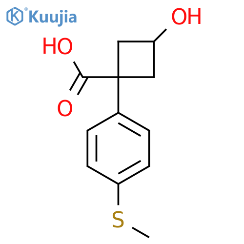 3-Hydroxy-1-[4-(methylsulfanyl)phenyl]cyclobutane-1-carboxylic acid structure