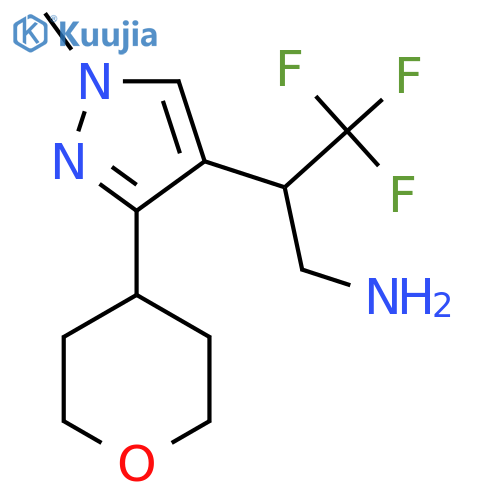 3,3,3-trifluoro-2-1-methyl-3-(oxan-4-yl)-1H-pyrazol-4-ylpropan-1-amine structure