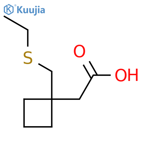 2-{1-(ethylsulfanyl)methylcyclobutyl}acetic acid structure