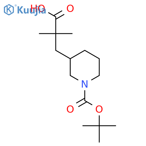 3-{1-(tert-butoxy)carbonylpiperidin-3-yl}-2,2-dimethylpropanoic acid structure
