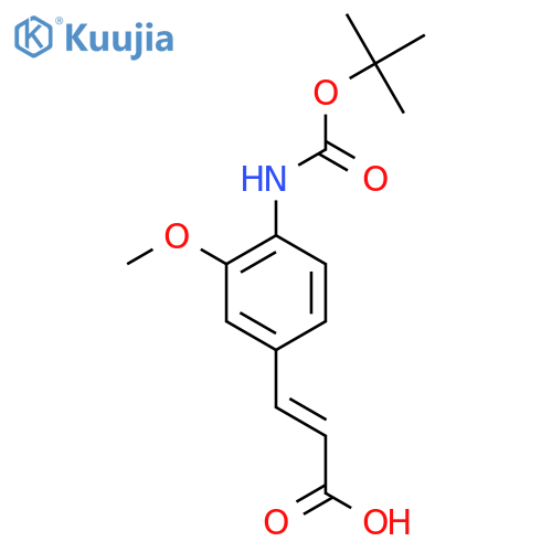 3-(4-{(tert-butoxy)carbonylamino}-3-methoxyphenyl)prop-2-enoic acid structure