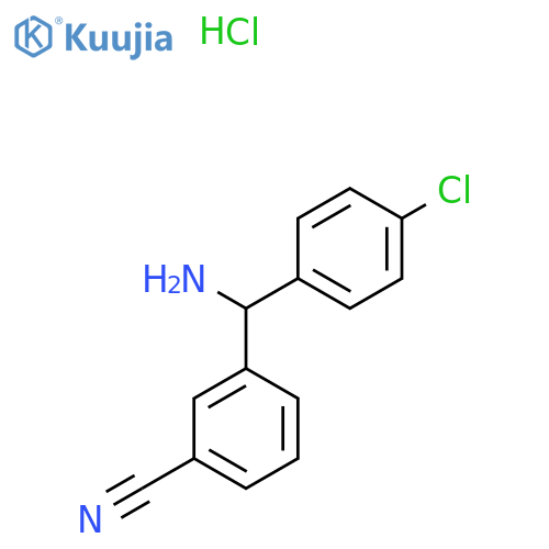 3-[Amino-(4-chlorophenyl)methyl]benzonitrile;hydrochloride structure