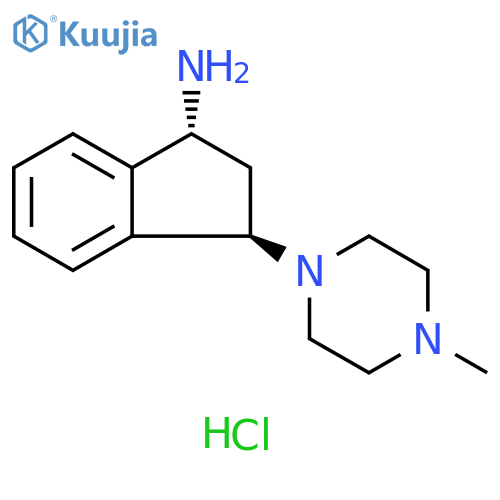 1H-Inden-1-amine, 2,3-dihydro-3-(4-methyl-1-piperazinyl)-, hydrochloride (1:3), (1R,3R)-rel- structure