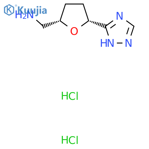 rac-(2R,5S)-5-(1H-1,2,4-triazol-5-yl)oxolan-2-ylmethanamine dihydrochloride structure