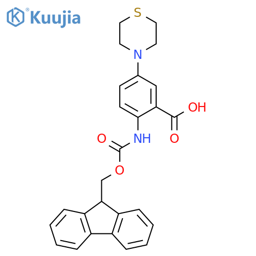 2-({(9H-fluoren-9-yl)methoxycarbonyl}amino)-5-(thiomorpholin-4-yl)benzoic acid structure