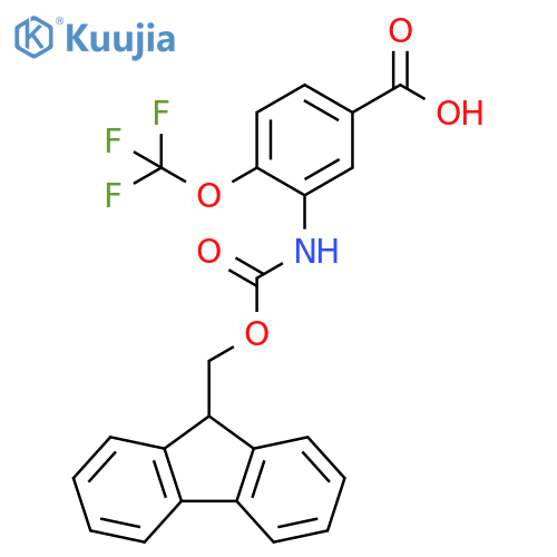 3-((((9H-Fluoren-9-yl)methoxy)carbonyl)amino)-4-(trifluoromethoxy)benzoic acid structure