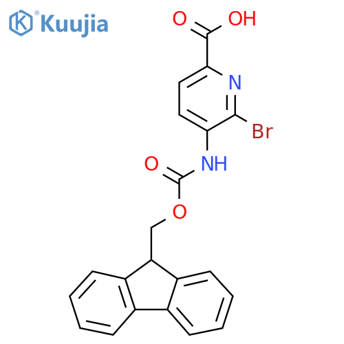 6-bromo-5-({[(9H-fluoren-9-yl)methoxy]carbonyl}amino)pyridine-2-carboxylic acid structure