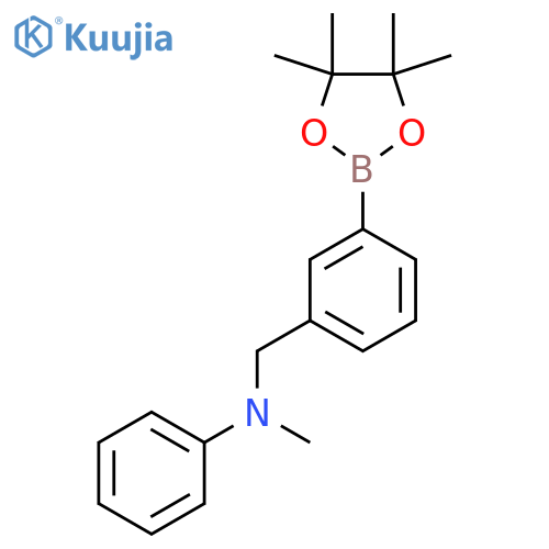 N-methyl-N-{3-(tetramethyl-1,3,2-dioxaborolan-2-yl)phenylmethyl}aniline structure