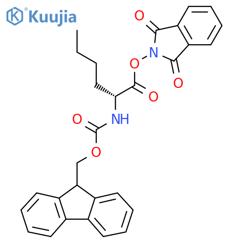 1,3-dioxo-2,3-dihydro-1H-isoindol-2-yl (2R)-2-({[(9H-fluoren-9-yl)methoxy]carbonyl}amino)hexanoate structure