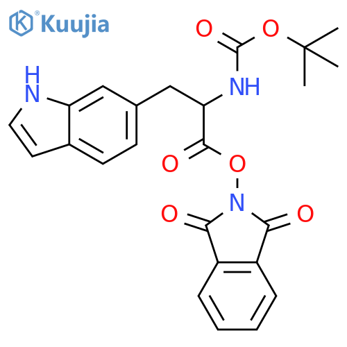 1,3-dioxo-2,3-dihydro-1H-isoindol-2-yl 2-{[(tert-butoxy)carbonyl]amino}-3-(1H-indol-6-yl)propanoate structure