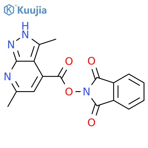 1,3-dioxo-2,3-dihydro-1H-isoindol-2-yl 3,6-dimethyl-1H-pyrazolo[3,4-b]pyridine-4-carboxylate structure