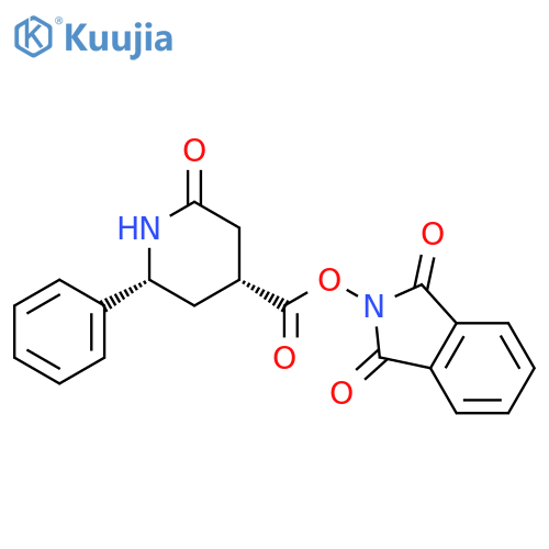 rac-1,3-dioxo-2,3-dihydro-1H-isoindol-2-yl (4R,6R)-2-oxo-6-phenylpiperidine-4-carboxylate structure