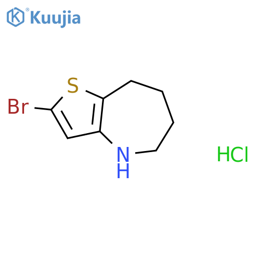 2-Bromo-5,6,7,8-tetrahydro-4H-thieno[3,2-b]azepine;hydrochloride structure