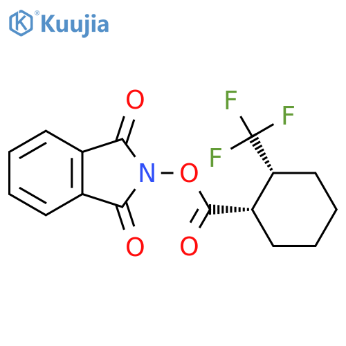 rac-1,3-dioxo-2,3-dihydro-1H-isoindol-2-yl (1R,2S)-2-(trifluoromethyl)cyclohexane-1-carboxylate structure