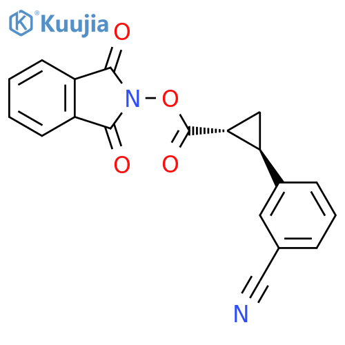 rac-1,3-dioxo-2,3-dihydro-1H-isoindol-2-yl (1R,2R)-2-(3-cyanophenyl)cyclopropane-1-carboxylate structure