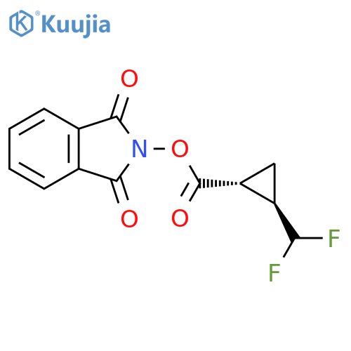 rac-1,3-dioxo-2,3-dihydro-1H-isoindol-2-yl (1R,2R)-2-(difluoromethyl)cyclopropane-1-carboxylate structure