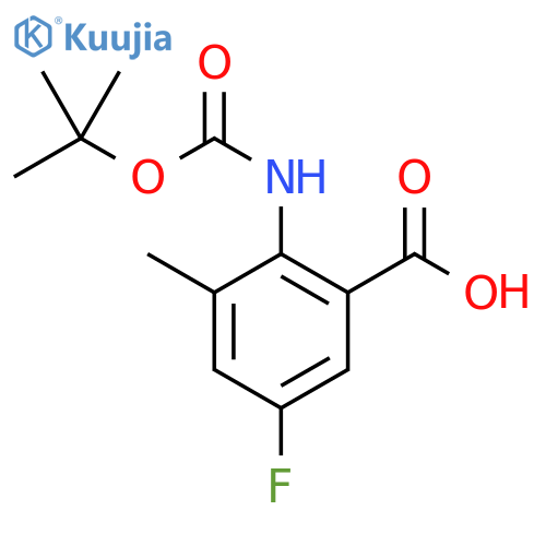 2-((tert-Butoxycarbonyl)amino)-5-fluoro-3-methylbenzoic acid structure