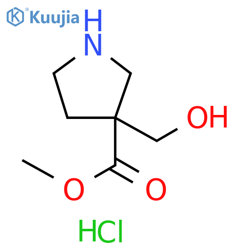 3-Pyrrolidinecarboxylic acid, 3-(hydroxymethyl)-, methyl ester, hydrochloride (1:1) structure