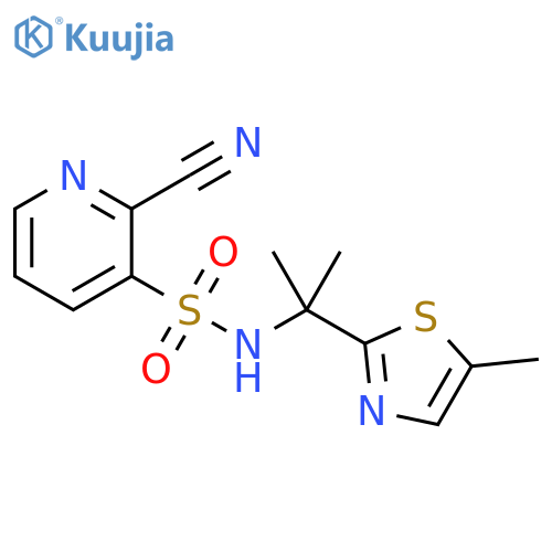 2-Cyano-N-[1-methyl-1-(5-methyl-2-thiazolyl)ethyl]-3-pyridinesulfonamide structure