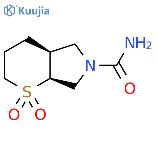 rac-(4aR,7aR)-1,1-dioxo-octahydro-1lambda6-thiopyrano[2,3-c]pyrrole-6-carboxamide structure
