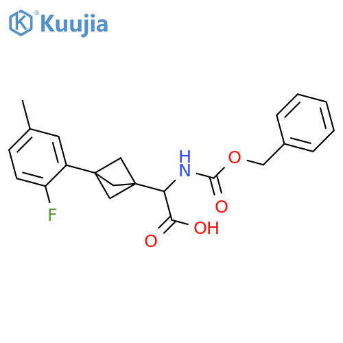 2-[3-(2-Fluoro-5-methylphenyl)-1-bicyclo[1.1.1]pentanyl]-2-(phenylmethoxycarbonylamino)acetic acid structure