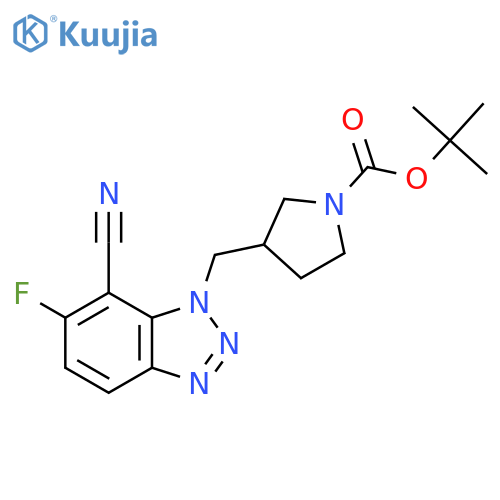 tert-butyl 3-[(7-cyano-6-fluoro-1H-1,2,3-benzotriazol-1-yl)methyl]pyrrolidine-1-carboxylate structure