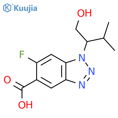 6-fluoro-1-(1-hydroxy-3-methylbutan-2-yl)-1H-1,2,3-benzotriazole-5-carboxylic acid structure
