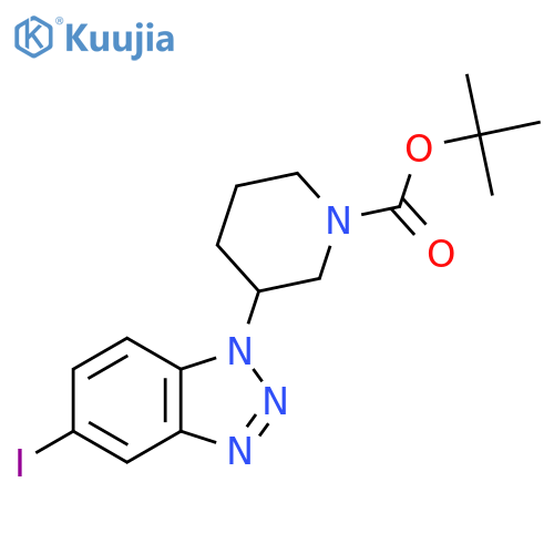 tert-butyl 3-(5-iodo-1H-1,2,3-benzotriazol-1-yl)piperidine-1-carboxylate structure