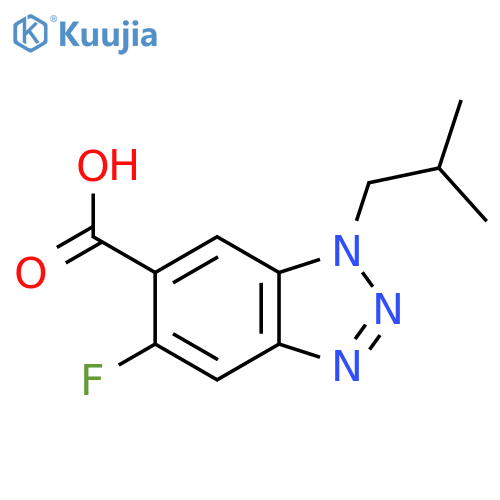 5-fluoro-1-(2-methylpropyl)-1H-1,2,3-benzotriazole-6-carboxylic acid structure