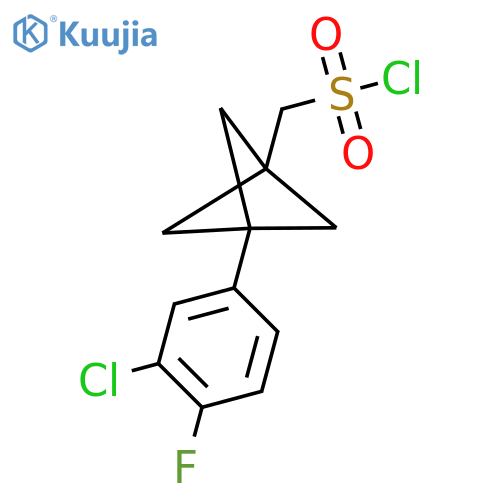 [3-(3-Chloro-4-fluorophenyl)-1-bicyclo[1.1.1]pentanyl]methanesulfonyl chloride structure