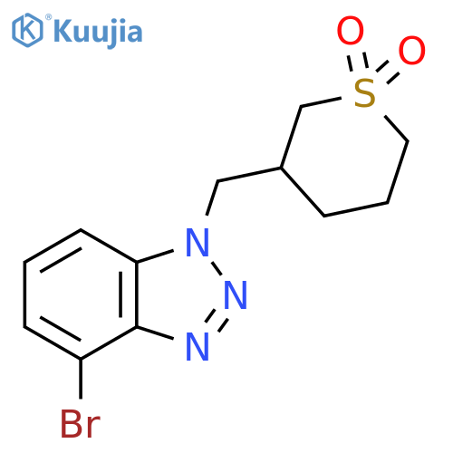 3-[(4-bromo-1H-1,2,3-benzotriazol-1-yl)methyl]-1lambda6-thiane-1,1-dione structure