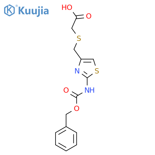 2-[[2-(Phenylmethoxycarbonylamino)-1,3-thiazol-4-yl]methylsulfanyl]acetic acid structure