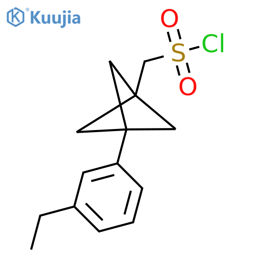 [3-(3-Ethylphenyl)-1-bicyclo[1.1.1]pentanyl]methanesulfonyl chloride structure