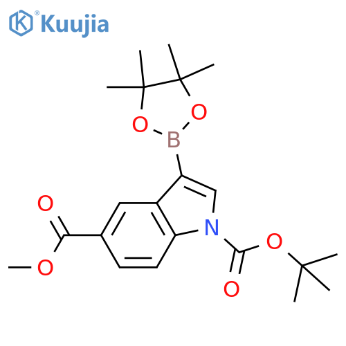1-tert-butyl 5-methyl 3-(tetramethyl-1,3,2-dioxaborolan-2-yl)-1H-indole-1,5-dicarboxylate structure