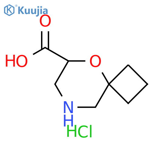 5-Oxa-8-azaspiro[3.5]nonane-6-carboxylic acid, hydrochloride (1:1) structure