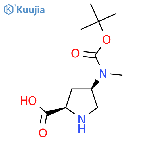 (2R,4R)-4-[tert-butoxycarbonyl(methyl)amino]pyrrolidine-2-carboxylic acid structure