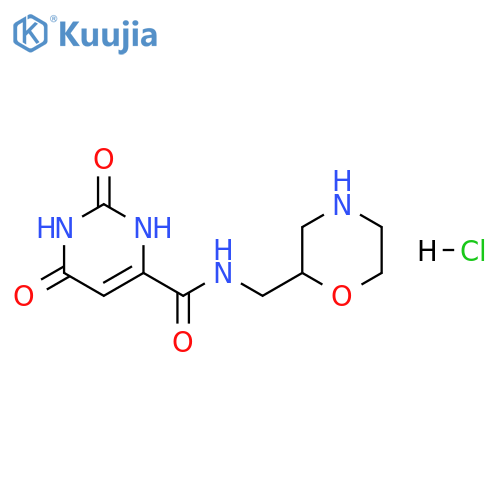 4-Pyrimidinecarboxamide, 1,2,3,6-tetrahydro-N-(2-morpholinylmethyl)-2,6-dioxo-, hydrochloride (1:1) structure