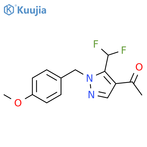 1-[5-(difluoromethyl)-1-[(4-methoxyphenyl)methyl]-1H-pyrazol-4-yl]ethan-1-one structure