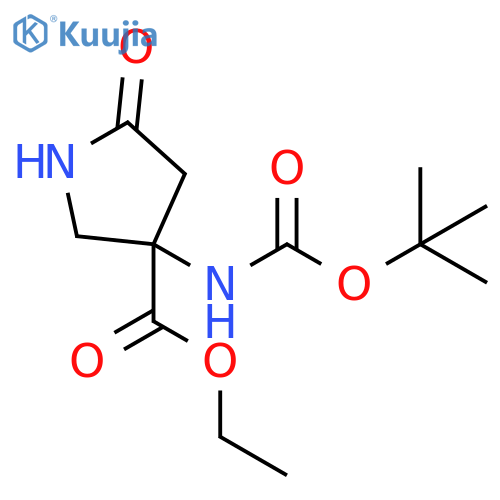 ethyl 3-(tert-butoxycarbonylamino)-5-oxo-pyrrolidine-3-carboxylate structure