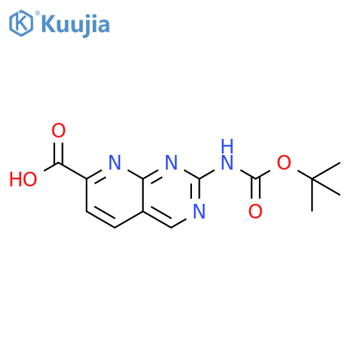 2-(tert-butoxycarbonylamino)pyrido[2,3-d]pyrimidine-7-carboxylic acid structure