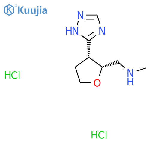 rac-methyl({(2R,3R)-3-(1H-1,2,4-triazol-5-yl)oxolan-2-ylmethyl})amine dihydrochloride structure