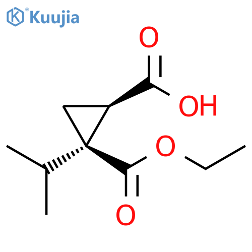 rac-(1R,2R)-2-(ethoxycarbonyl)-2-(propan-2-yl)cyclopropane-1-carboxylic acid structure