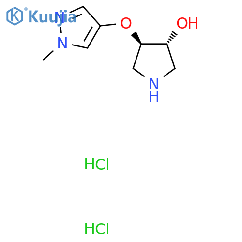 rac-(3R,4R)-4-(1-methyl-1H-pyrazol-4-yl)oxypyrrolidin-3-ol dihydrochloride structure