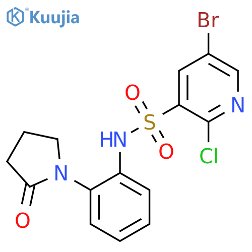 5-bromo-2-chloro-N-[2-(2-oxopyrrolidin-1-yl)phenyl]pyridine-3-sulfonamide structure