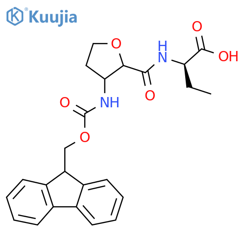 (2R)-2-{3-({(9H-fluoren-9-yl)methoxycarbonyl}amino)oxolan-2-ylformamido}butanoic acid structure